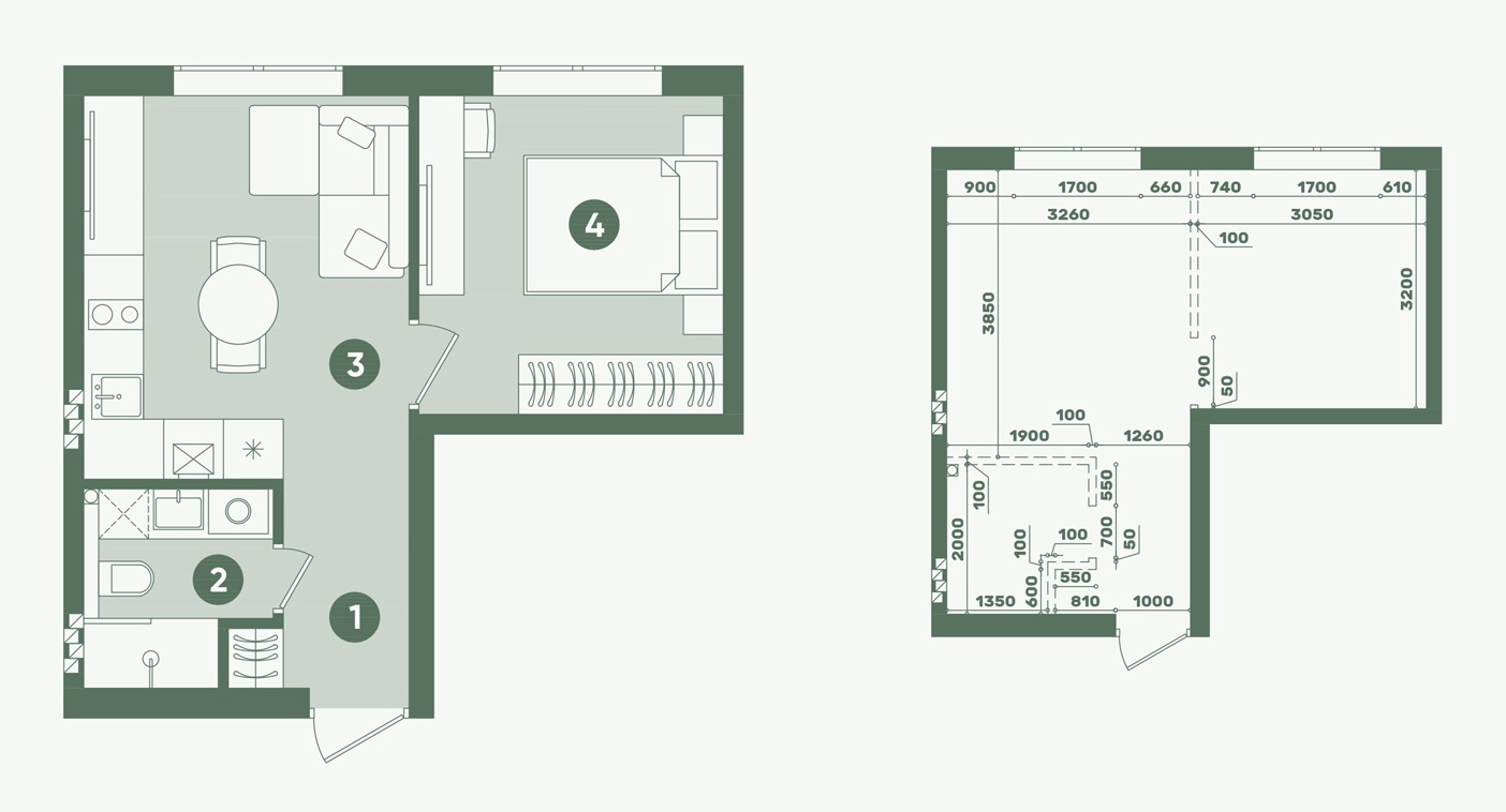 Планування: Квартира 30,80 м²