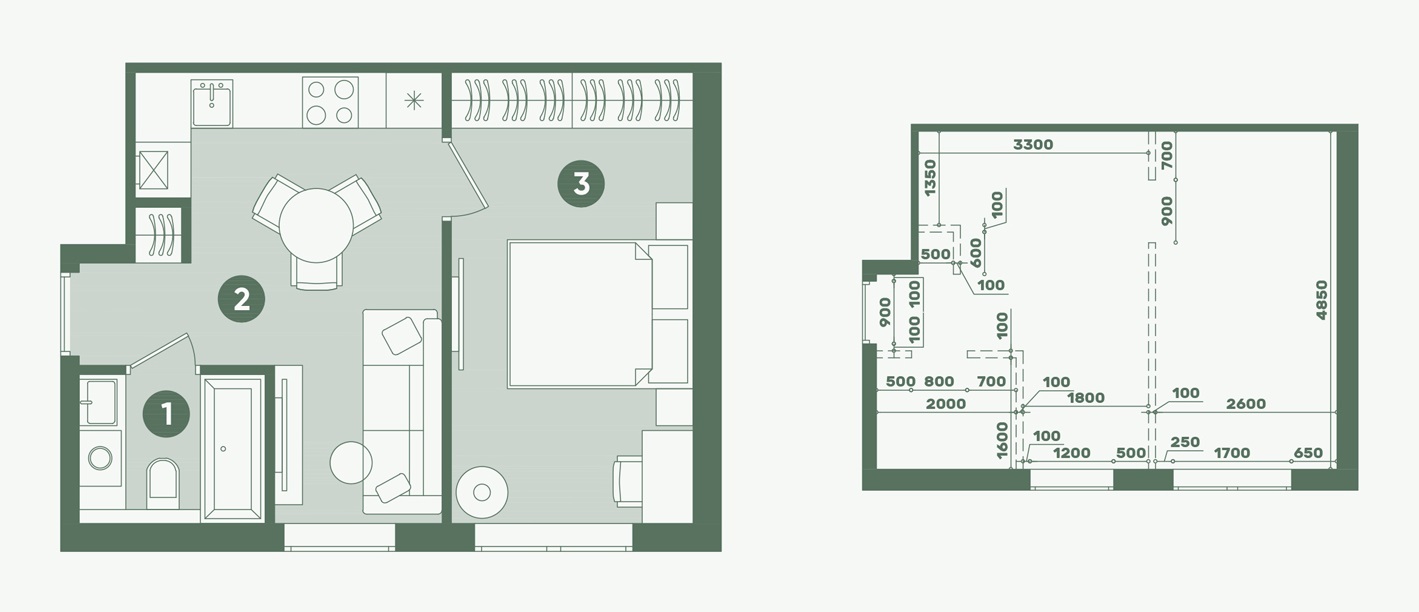 Планування: Квартира 31,65 м²
