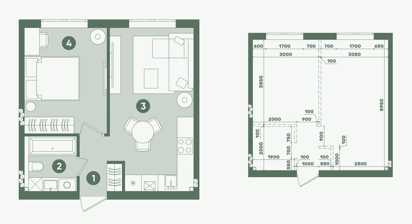 Планування: Квартира 37,91 м²