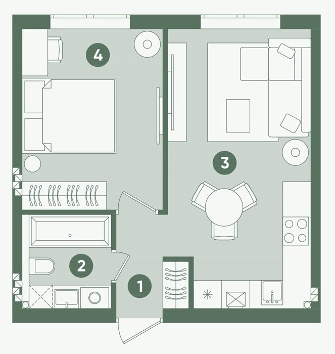 Планування: Квартира 37,91 м²