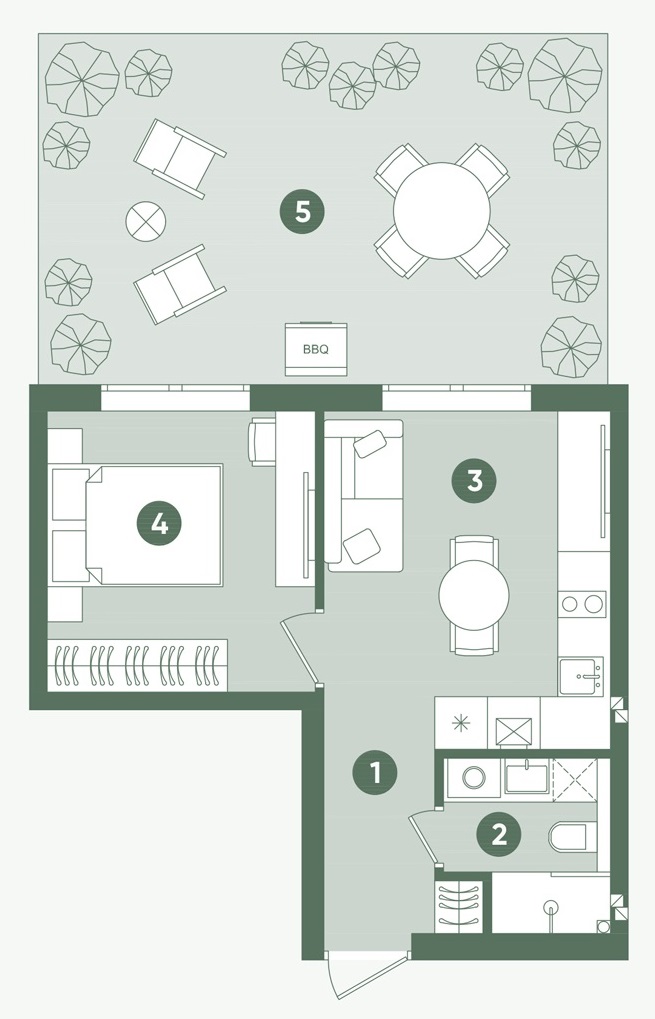 Планування: Квартира 38,58 м²