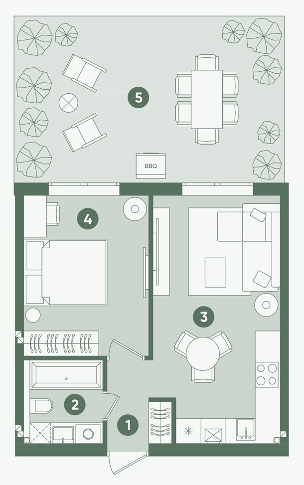 Планування: Квартира 45,69 м²