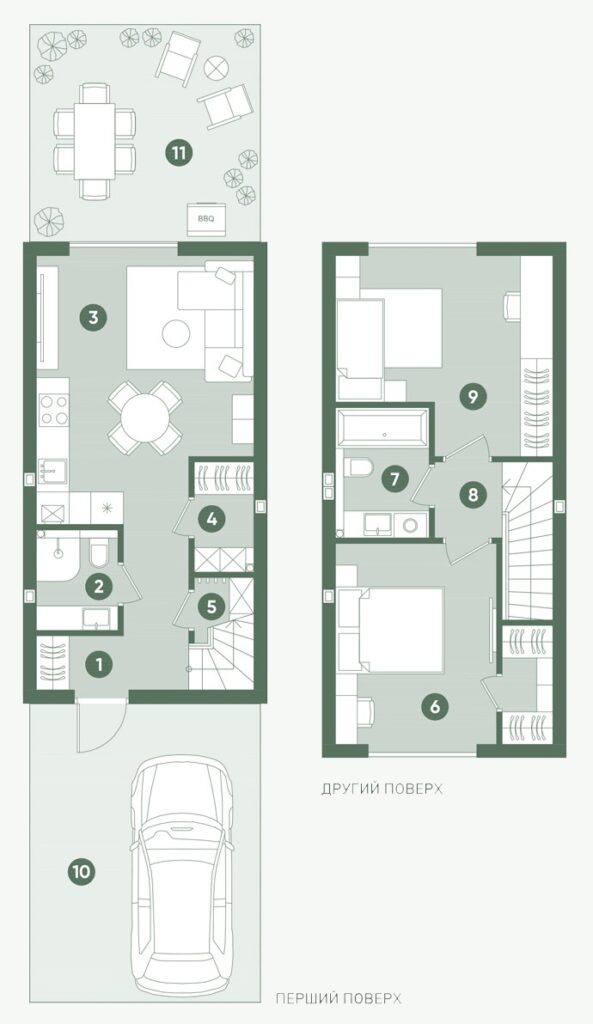 Планування: Таунхаус 66,33 м²