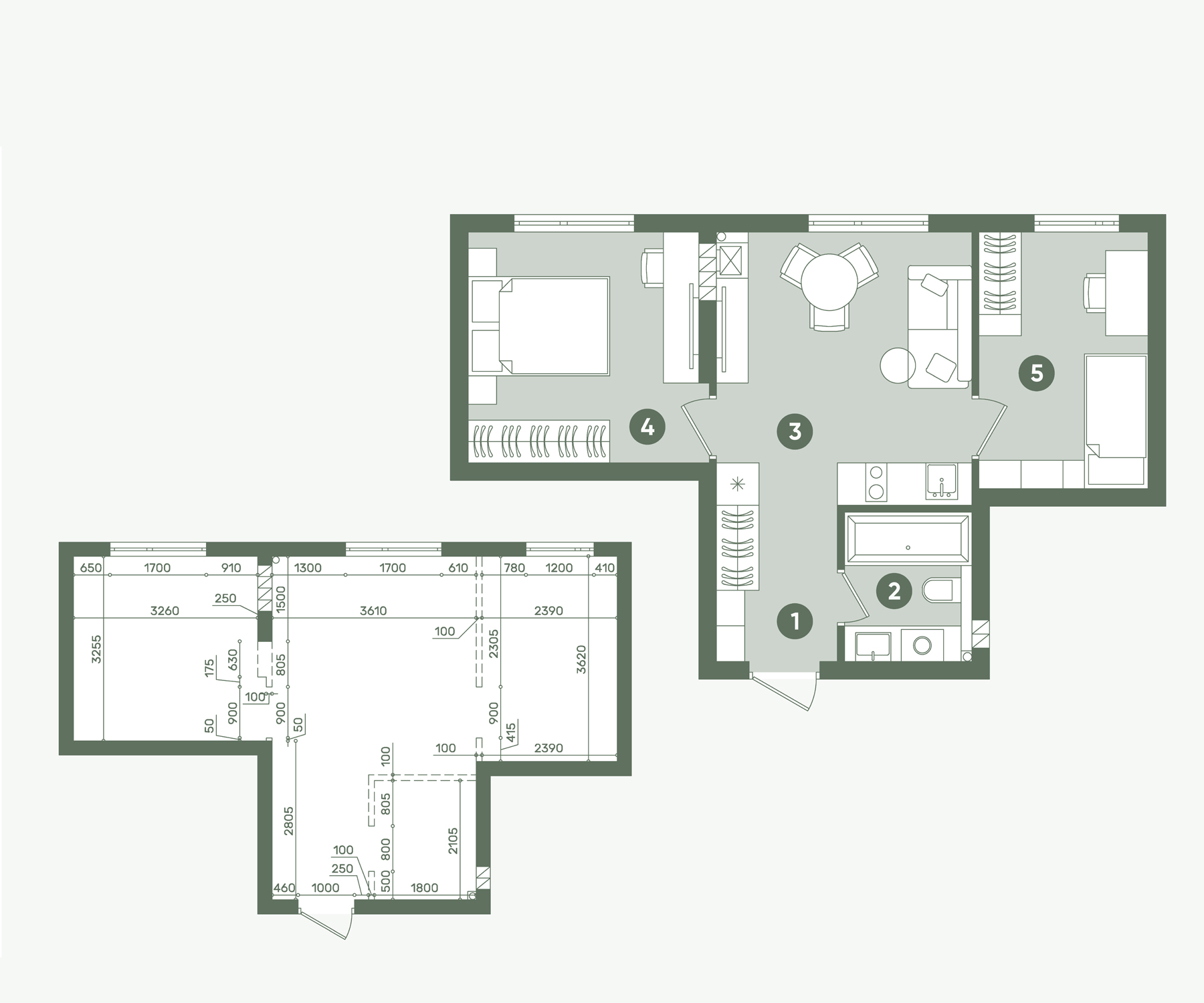 Планування: Квартира 42,99 м²