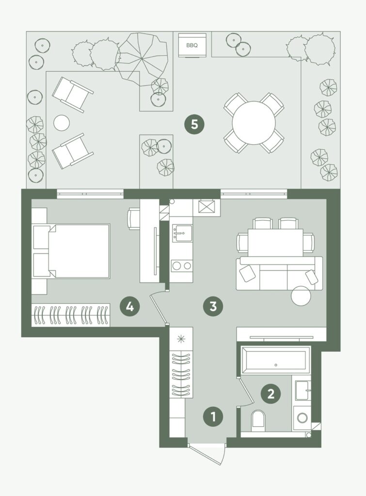 Планування: Квартира 44,40 м²