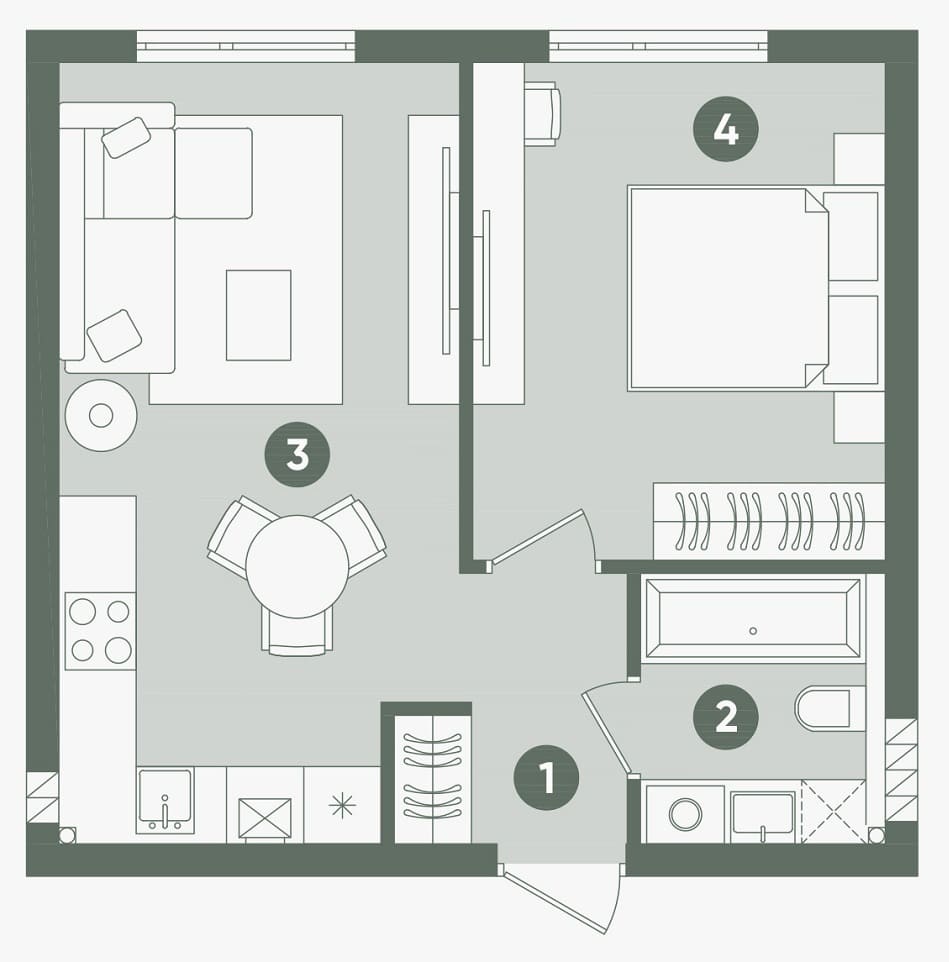 Планування: Квартира 39,49 м²